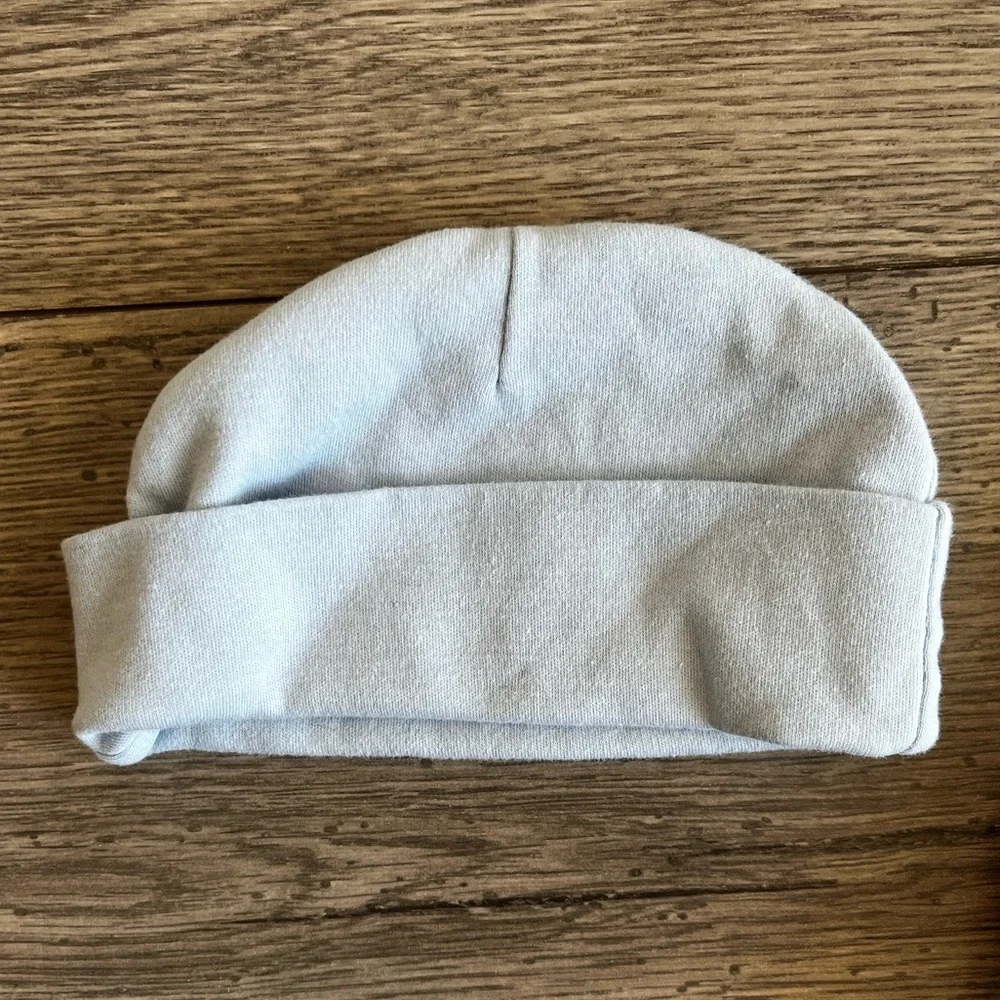 Luke Baby Boy Newborn Baby Hat & Embroidered Bib Brown Light Carolina Blue